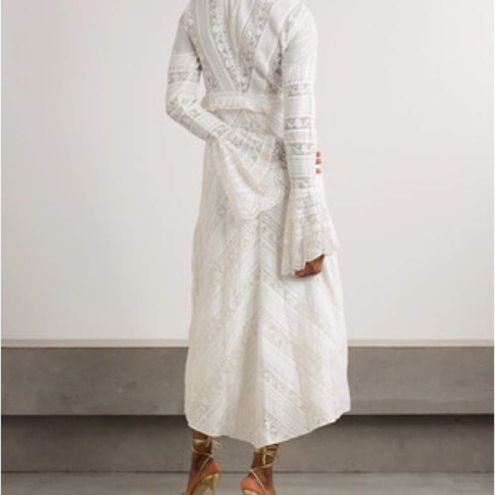 LoveShackFancy 100% cotton Weil Lace Inset Maxi Dress White 00 - Picture 4 of 9